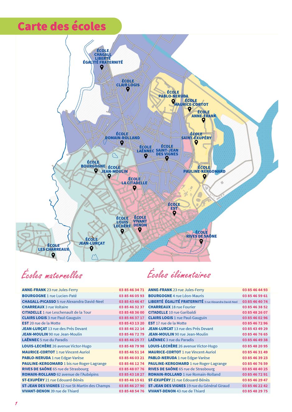 La carte scolaire - Chalon-sur-Saône