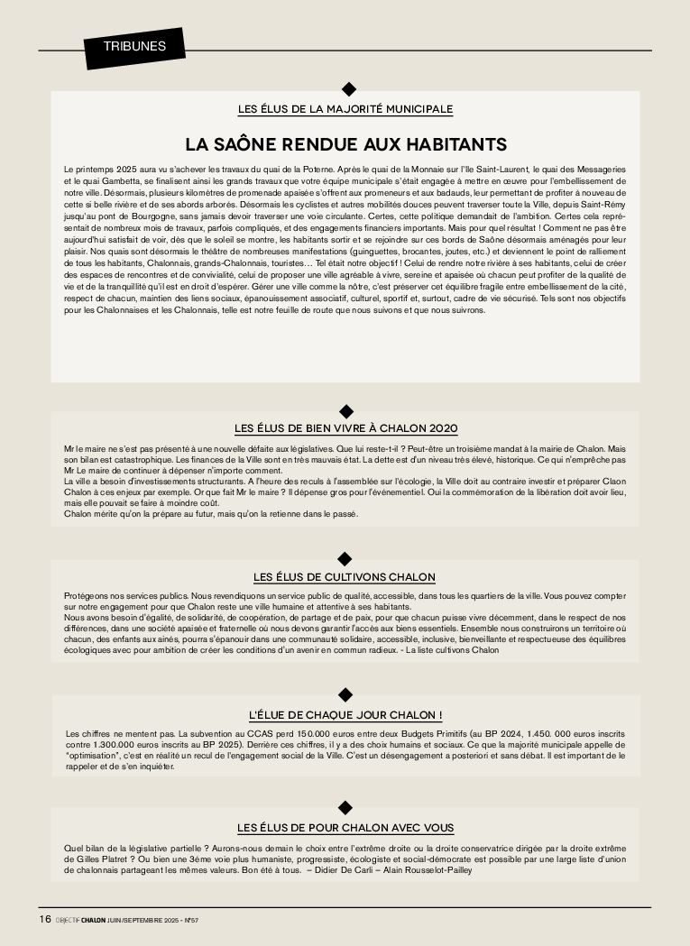 Tribunes Objectif Chalon n°57